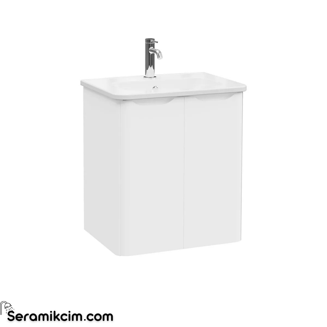 VitrA New Integra Round Lavabo Dolabı 60 cm iki kapaklı mat beyaz 69844
