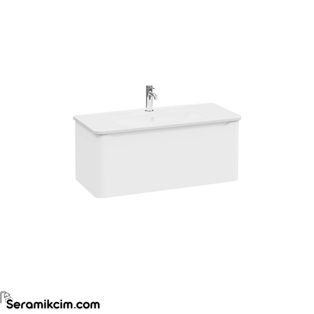 Vitra New Integra Round Lavabo Dolabı 100 Cm Bir Çekmeceli Mat Beyaz 69916