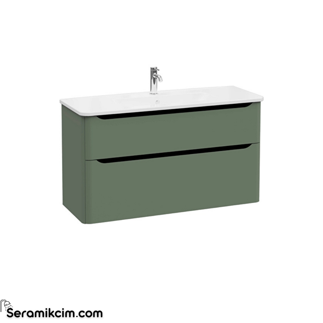 Vitra New Integra Round Lavabo Dolabı 120 Cm İki Çekmeceli Mat Yeşil 70001