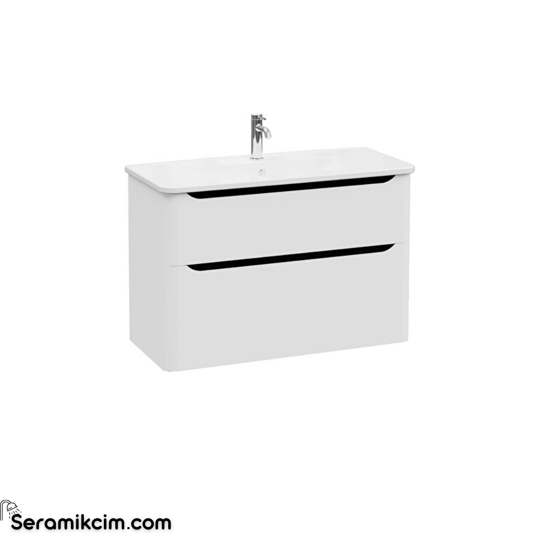 Vitra New Integra Round Lavabo Dolabı 100 Cm İki Çekmeceli Mat Açık Gri 69993