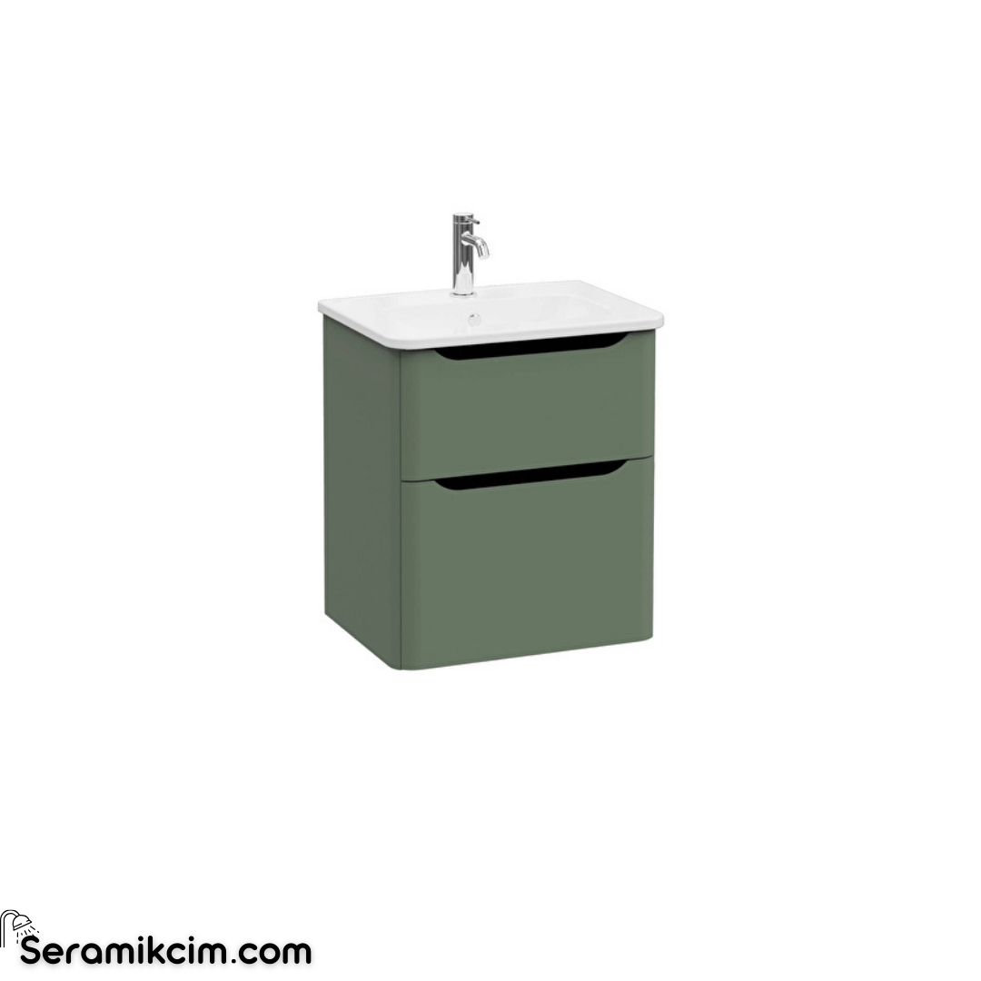Vitra New Integra Round Lavabo Dolabı 60 Cm İki Çekmeceli Mat Yeşil 69974