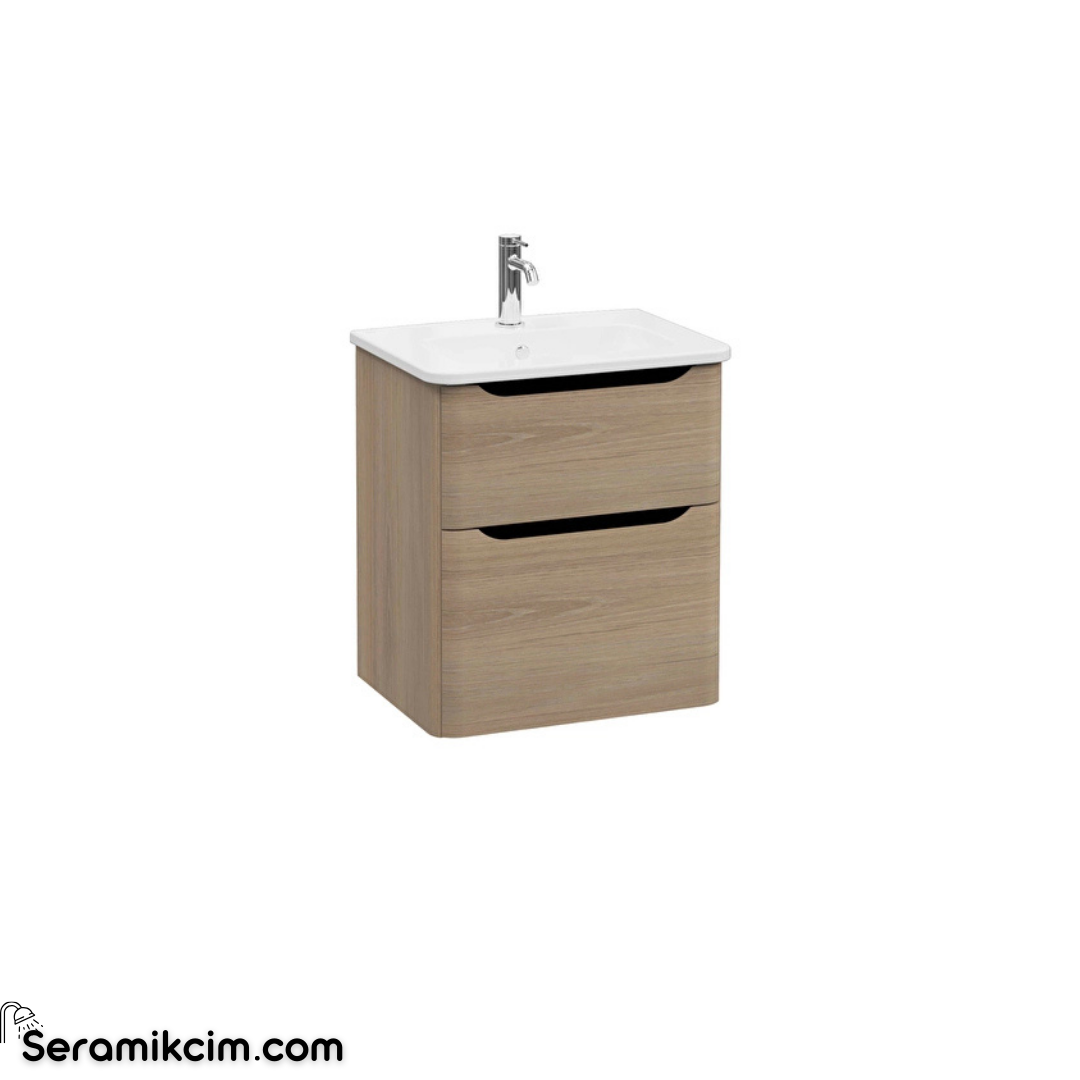 Vitra New Integra Round Lavabo Dolabı 60 Cm İki Çekmeceli Altın Meşe 69972