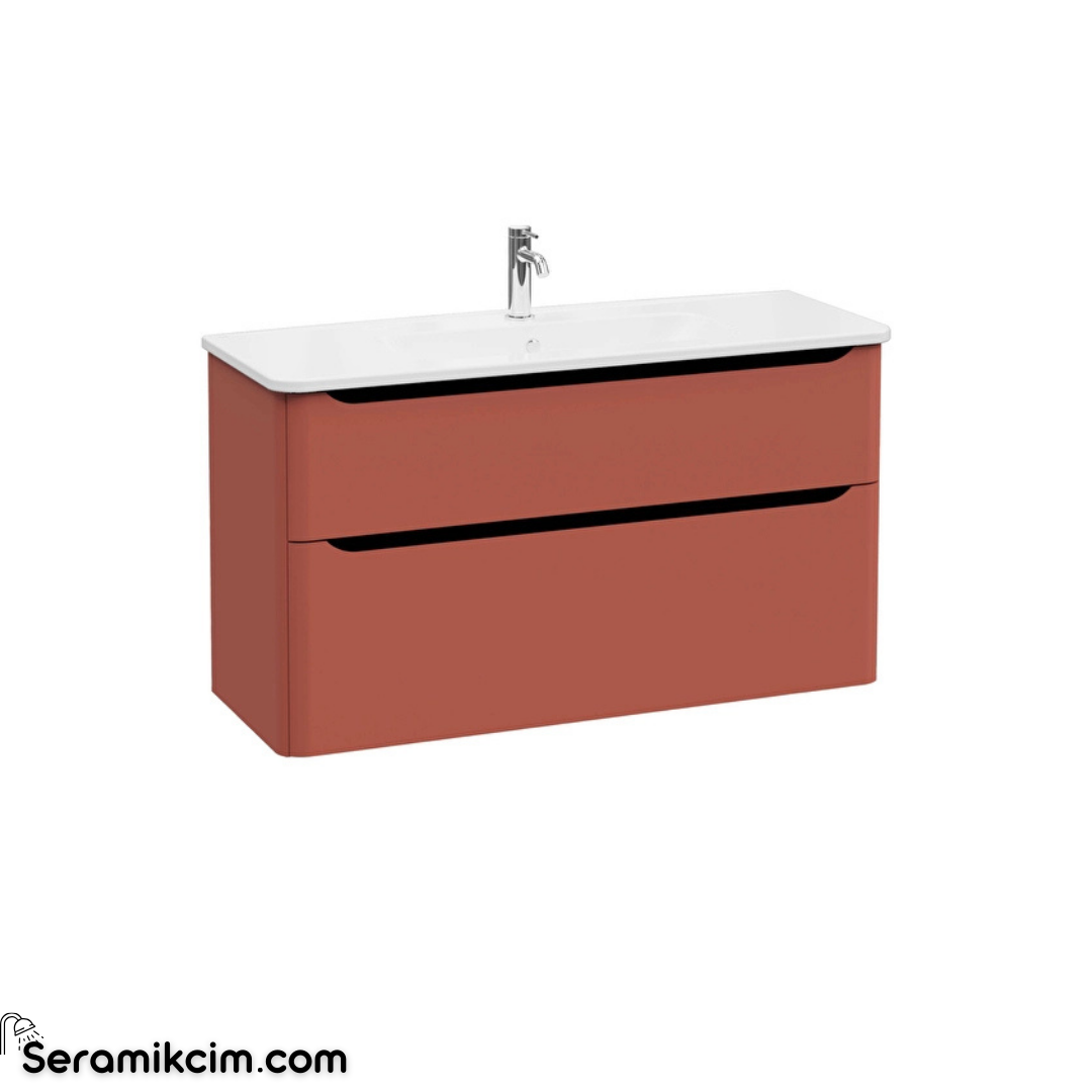 Vitra New Integra Round Lavabo Dolabı 120 Cm İki Çekmeceli Mat Kırmızı 70000