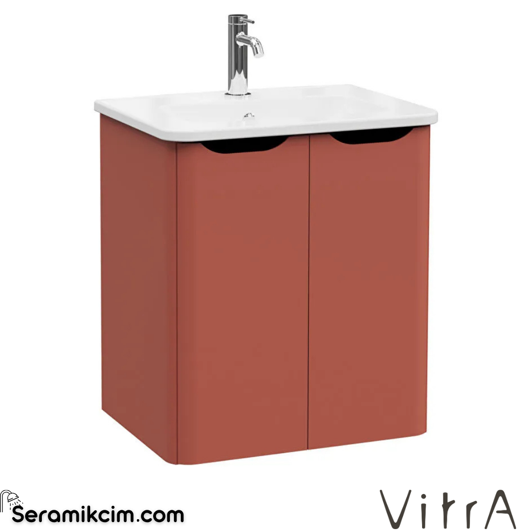 VitrA New Integra Round Lavabo Dolabı 60 cm iki kapaklı mat kırmızı 69847
