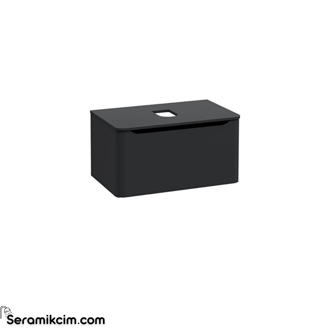 Vitra New Integra Round Lavabo Dolabı 80 Cm Bir Çekmeceli Çanak Lavabo Uyumlu Mat Grafit Lavabosuz 70043