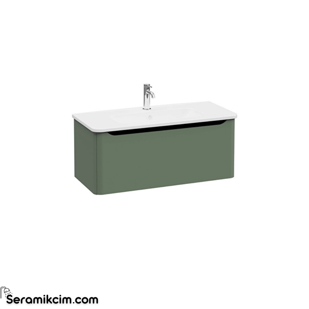 Vitra New Integra Round Lavabo Dolabı 100 Cm Bir Çekmeceli Mat Yeşil 69920