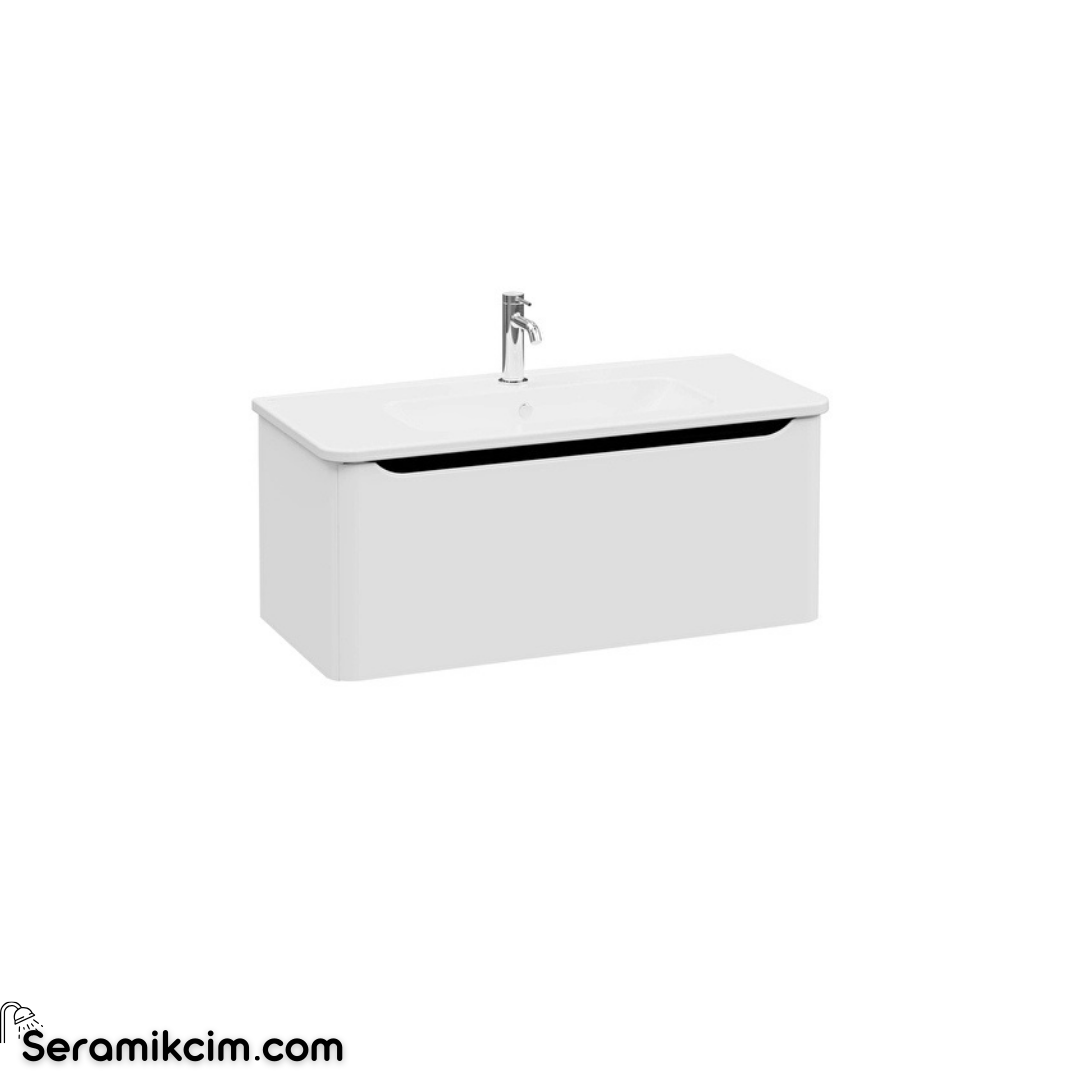 Vitra New Integra Round Lavabo Dolabı 100 Cm Bir Çekmeceli Mat Açık Gri 69921
