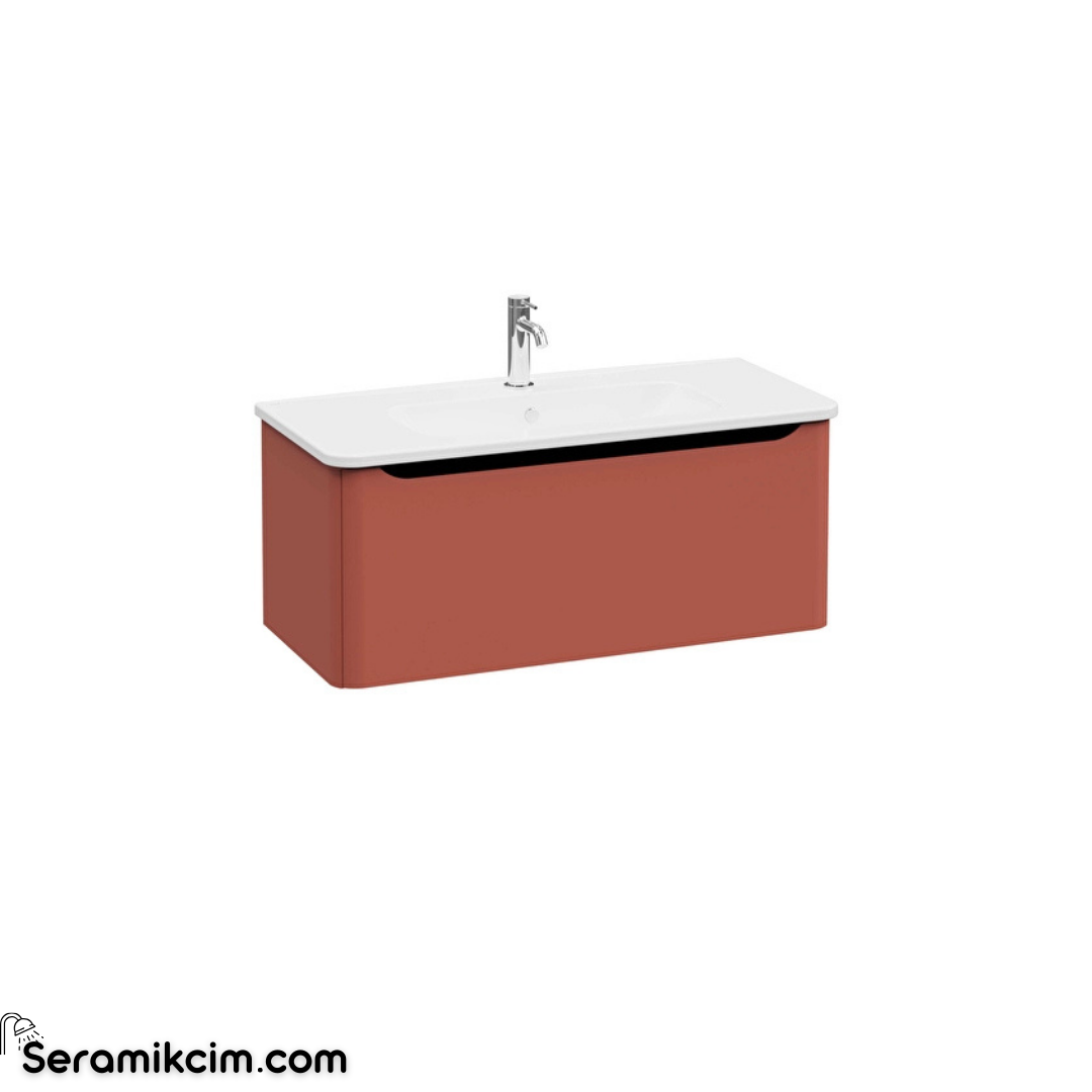 Vitra New Integra Round Lavabo Dolabı 100 Cm Bir Çekmeceli Mat Kırmızı 69919