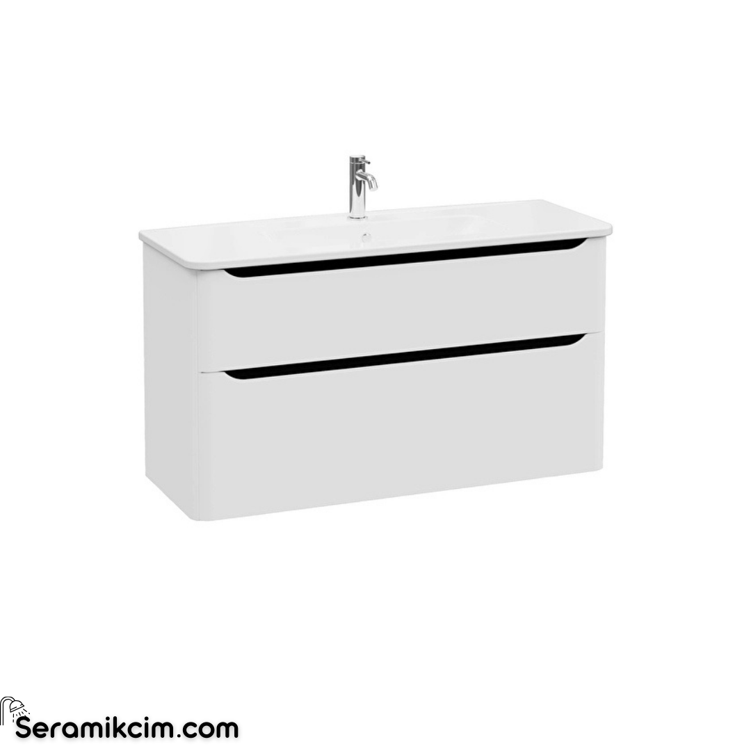 Vitra New Integra Round Lavabo Dolabı 120 Cm İki Çekmeceli Mat Açık Gri 70002