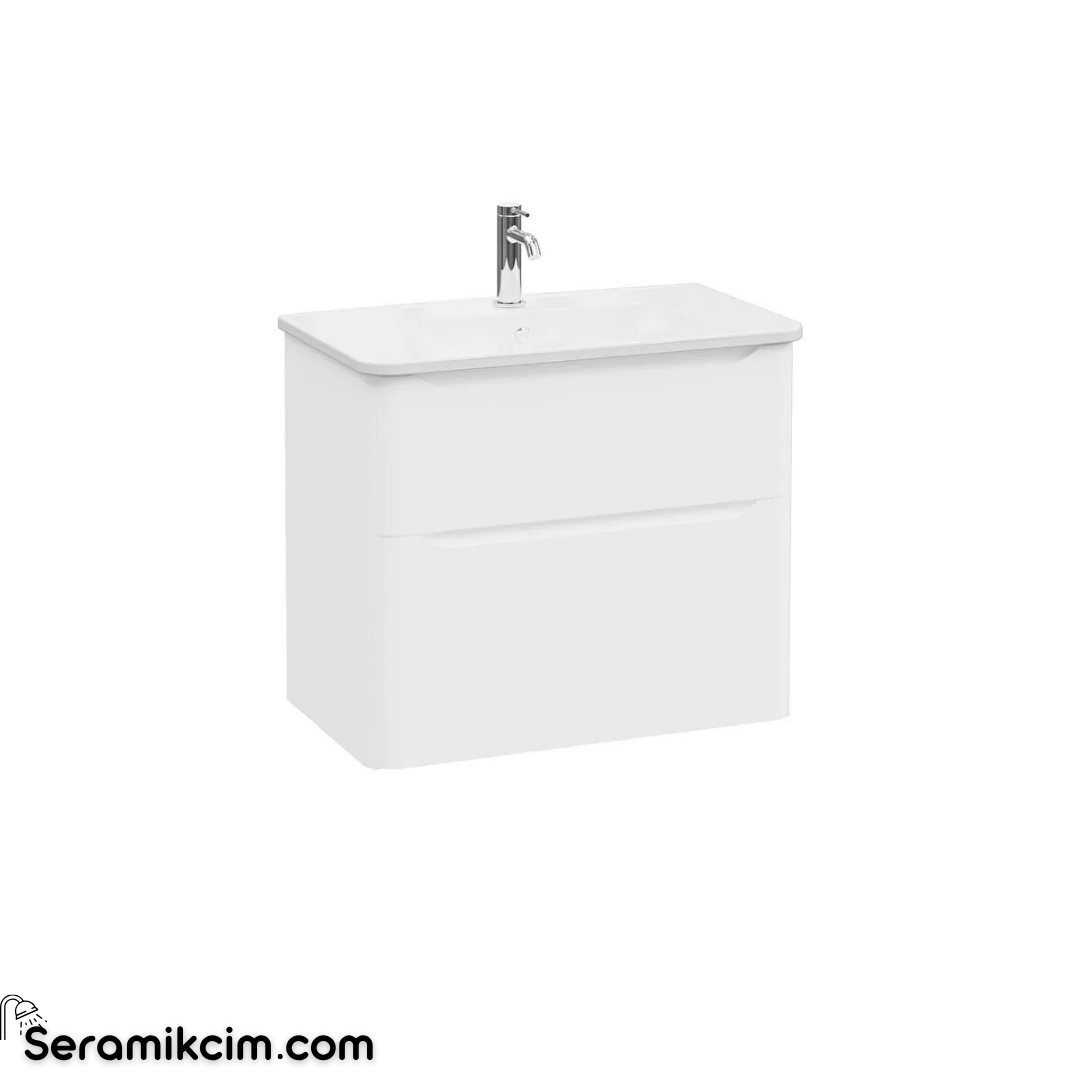 VitrA New Integra Round Lavabo Dolabı 80 cm İki Çekmeceli Mat Beyaz 69979