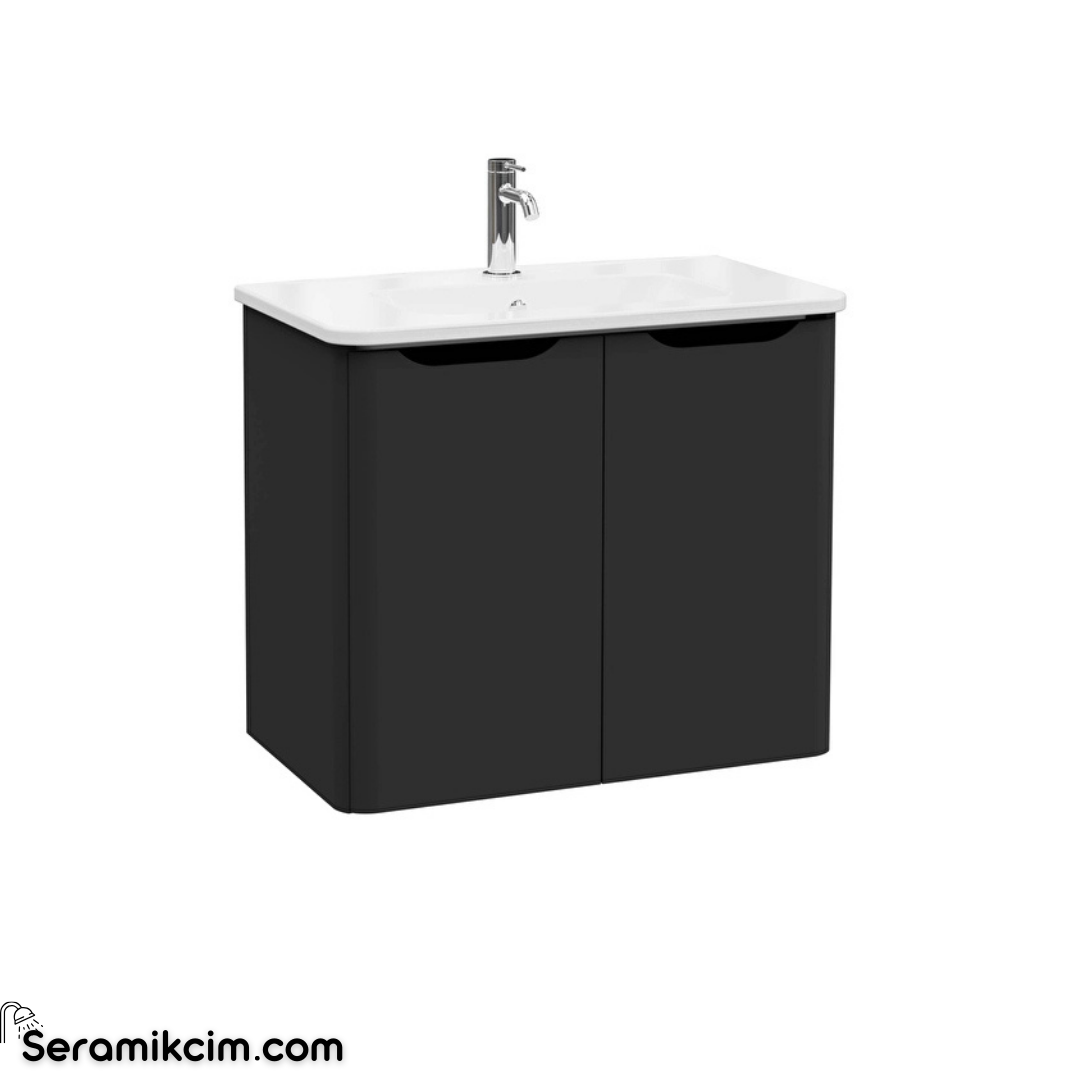 Vitra New Integra Round Lavabo Dolabı 80 Cm İki Kapaklı Mat Grafit 69854