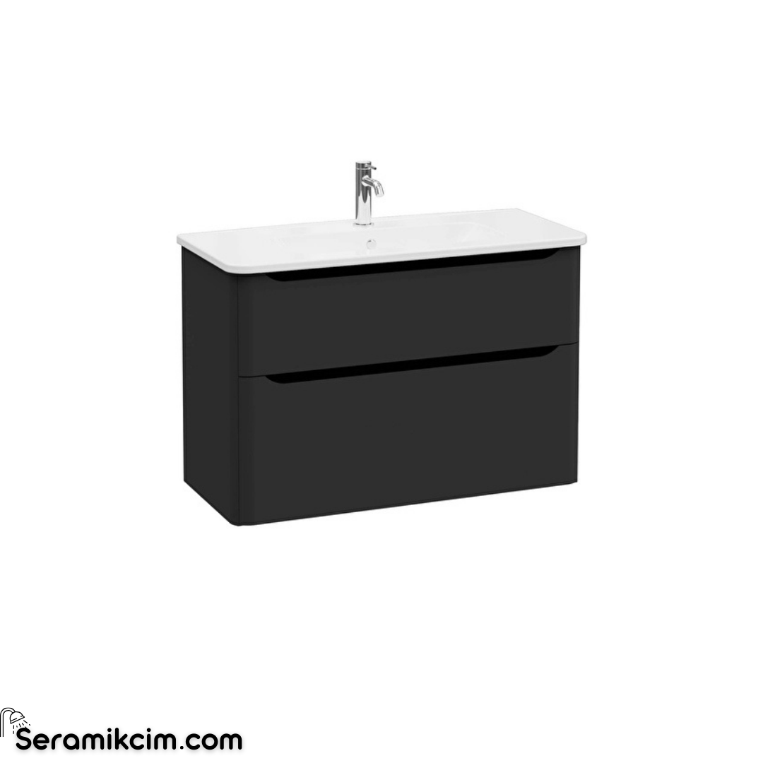 Vitra New Integra Round Lavabo Dolabı 100 Cm İki Çekmeceli Mat Grafit 69989