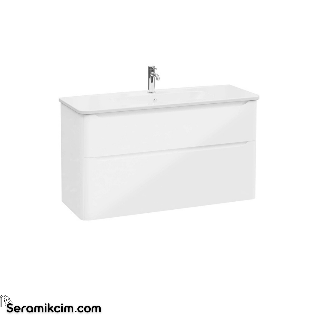 Vitra New Integra Round Lavabo Dolabı 120 Cm İki Çekmeceli Parlak Beyaz 69996