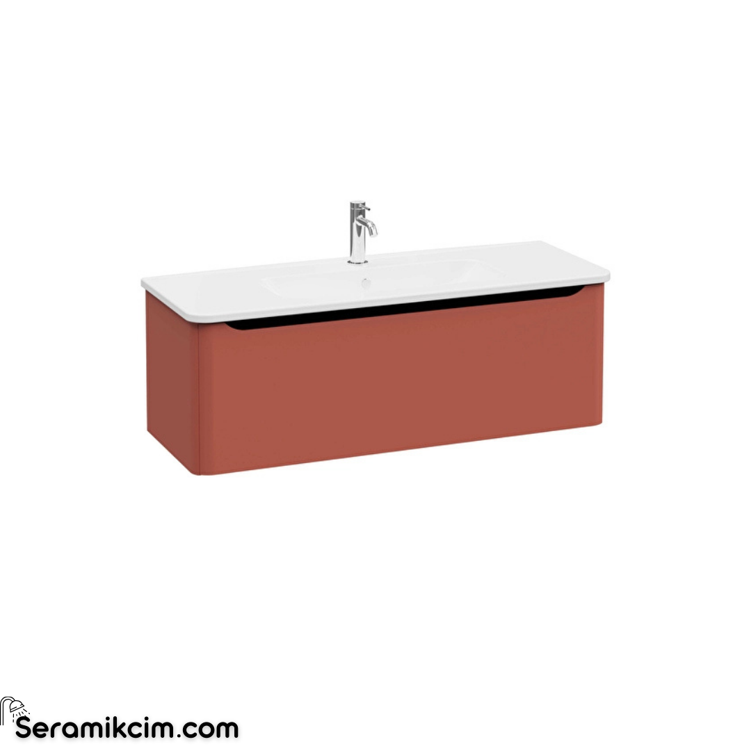 Vitra New Integra Round Lavabo Dolabı 120 Cm Bir Çekmeceli Mat Kırmızı 69928