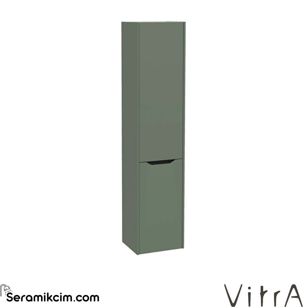 Vitra New Integra Square Boy Dolabı 40 Cm İki Kapaklı Çamaşır Sepetli Mat Yeşil Sol 80332