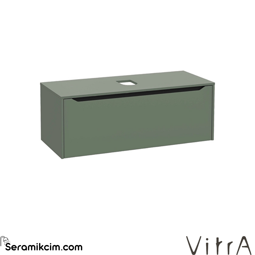 Vitra New Integra Square Lavabo Dolabı 120 Cm Bir Çekmeceli Çanak Lavabo Uyumlu Mat Yeşil Lavabosuz 80296