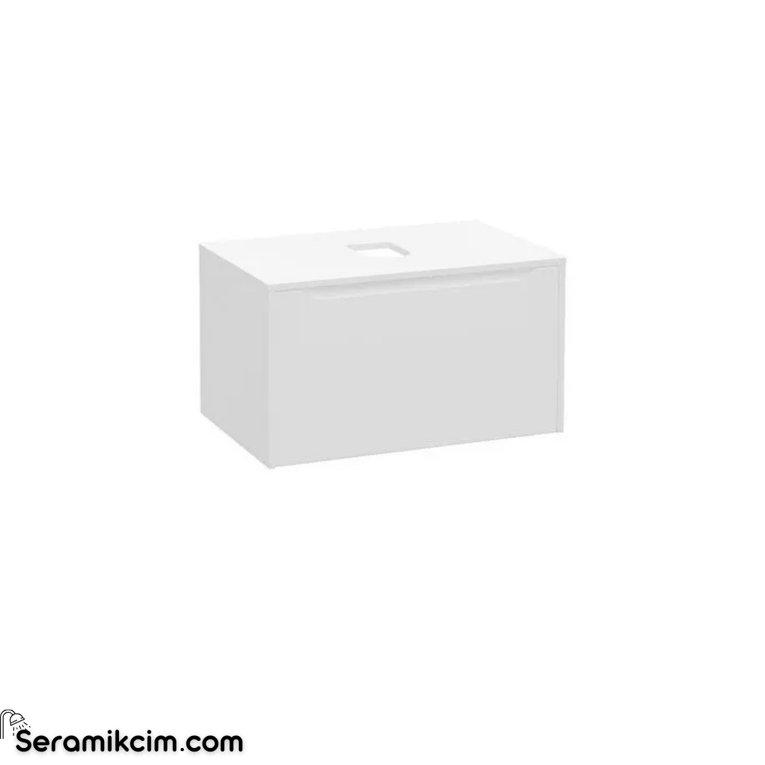 Vitra New Integra Square Lavabo Dolabı 80 Cm Bir Çekmeceli Çanak Lavabo Uyumlu Mat Beyaz Lavabosuz 80274