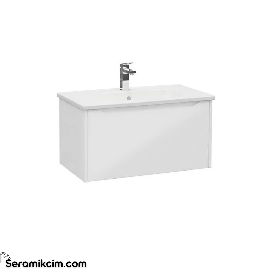 Vitra New Integra Square Lavabo Dolabı 80 Cm Bir Çekmeceli Parlak Beyaz 80138