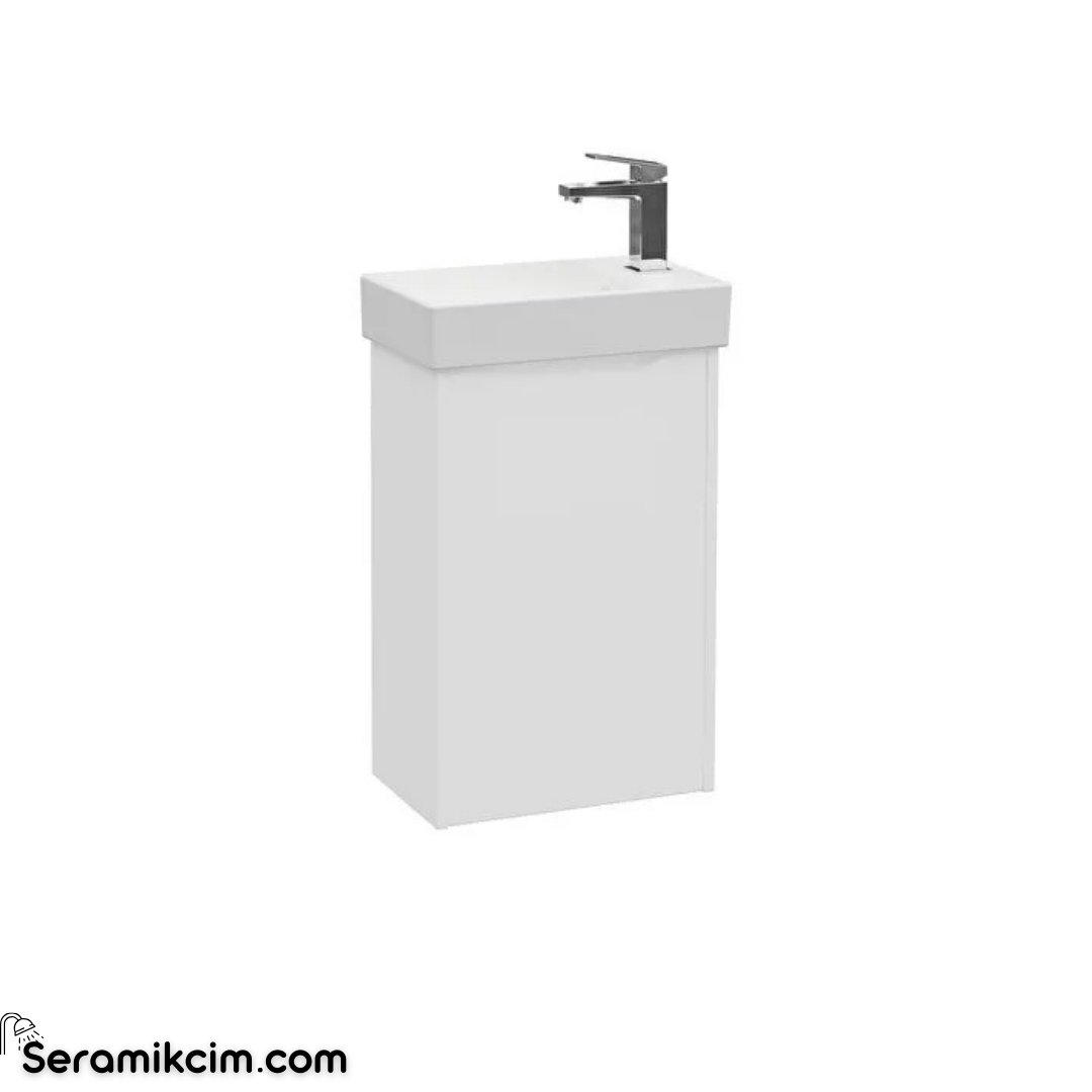 Vitra New Integra Square Lavabo Dolabı 45 Cm Bir Kapaklı Dar Mat Beyaz Sağ 80067