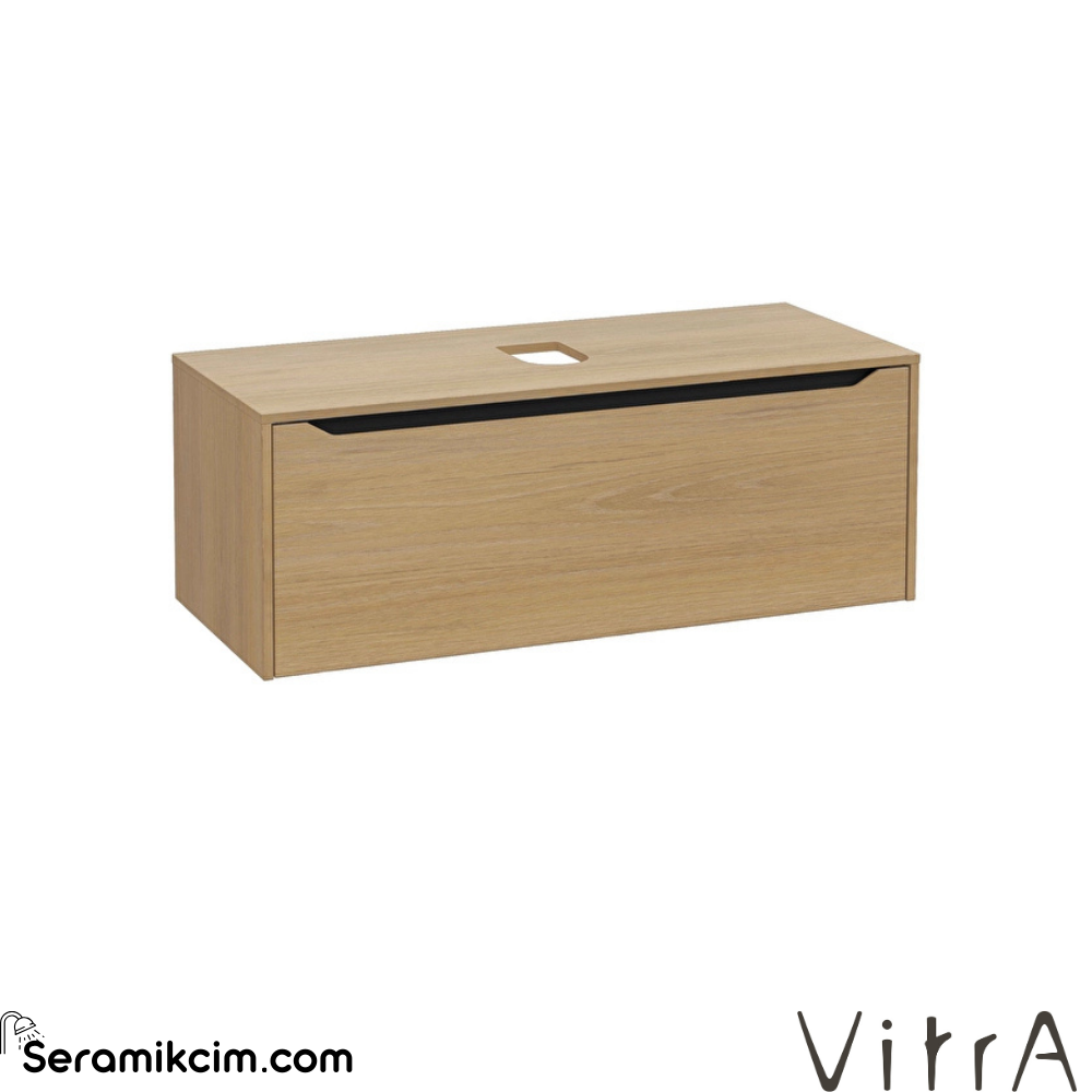 Vitra New Integra Square Lavabo Dolabı 120 Cm Bir Çekmeceli Çanak Lavabo Uyumlu Altın Meşe Lavabosuz 80294