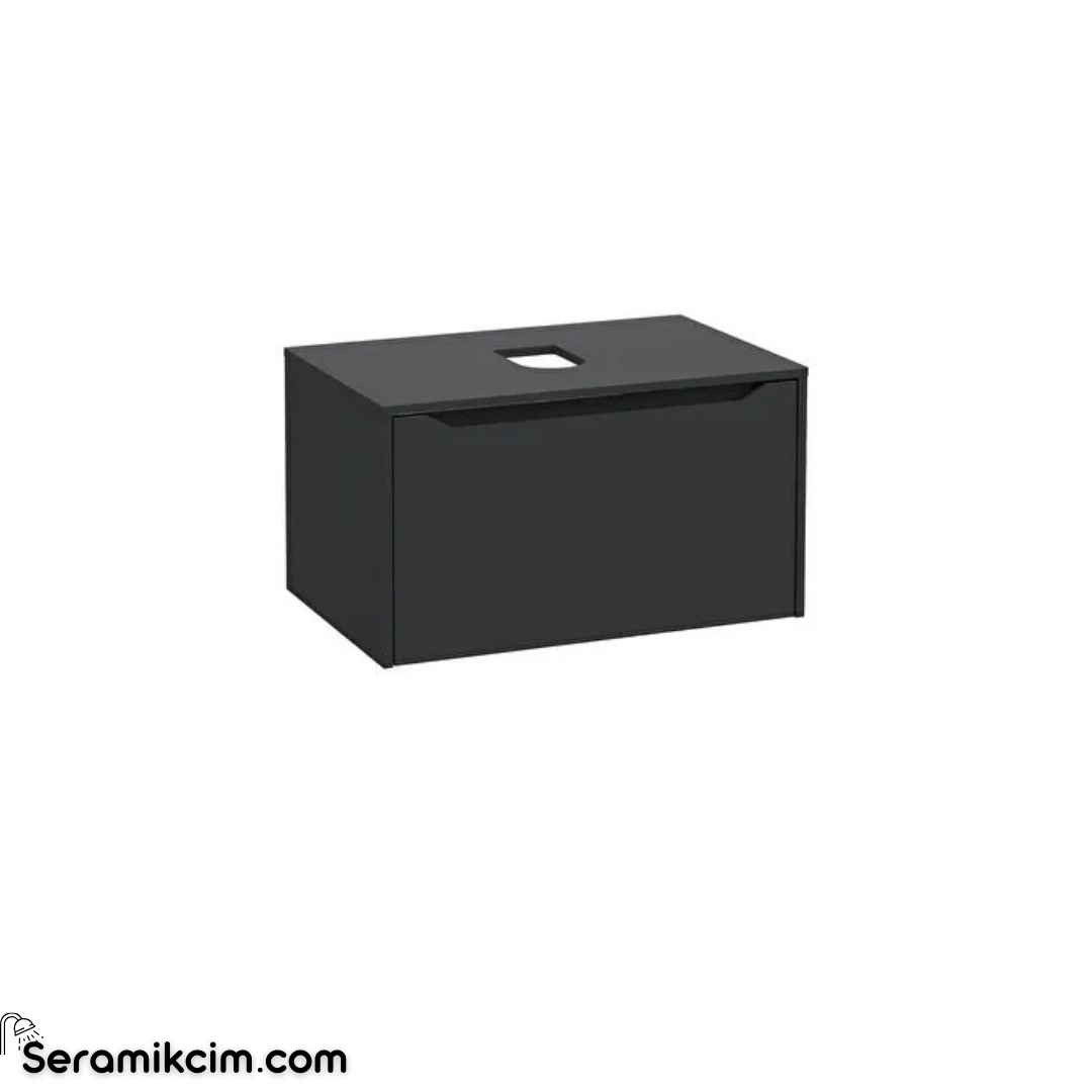 Vitra New Integra Square Lavabo Dolabı 80 Cm Bir Çekmeceli Çanak Lavabo Uyumlu Mat Grafit Lavabosuz 80275