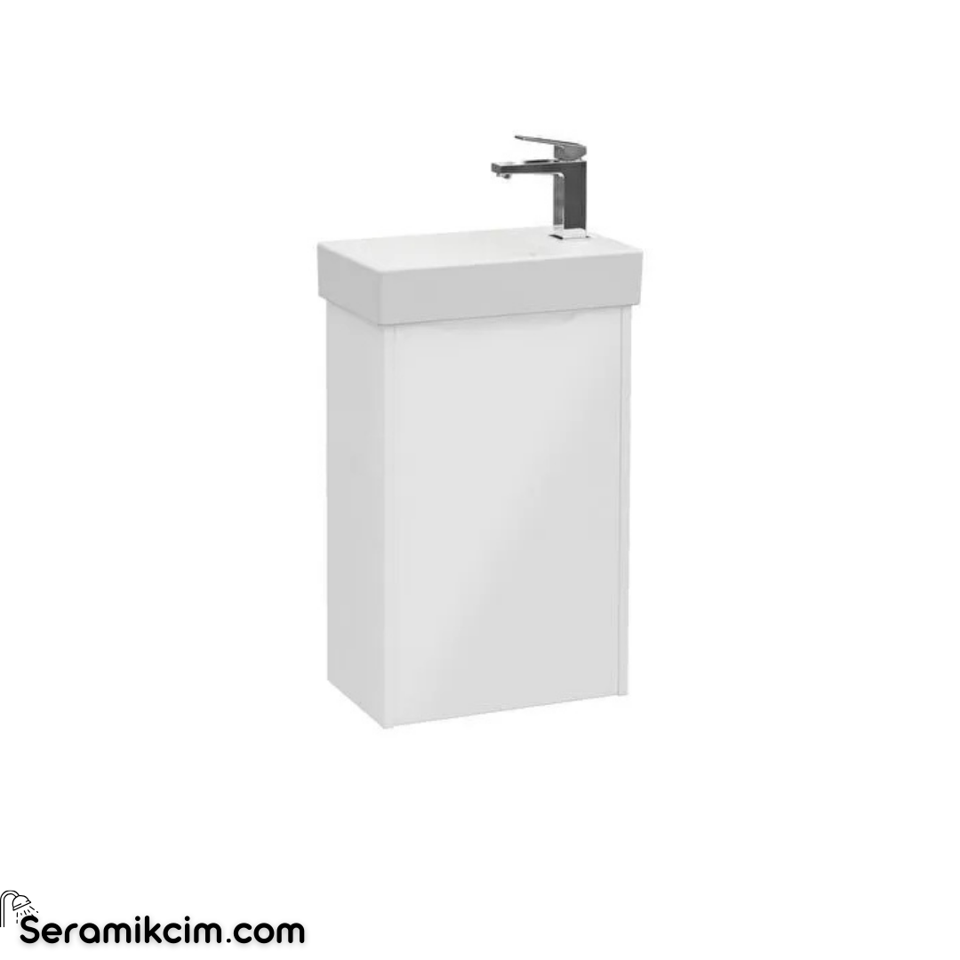 Vitra New Integra Square Lavabo Dolabı 45 Cm Bir Kapaklı Dar Parlak Beyaz Sağ 80066