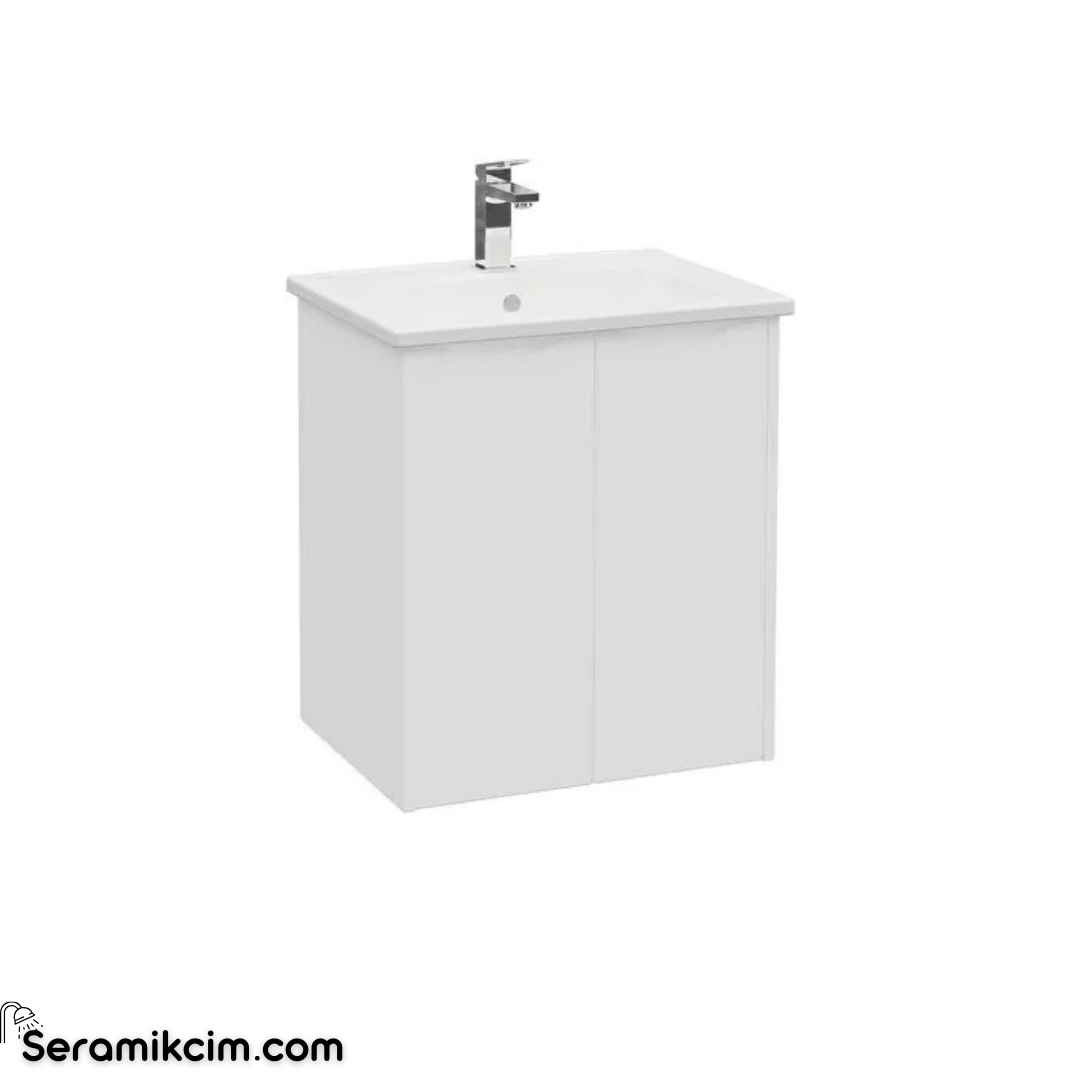 Vitra New Integra Square Lavabo Dolabı 60 Cm İki Kapaklı Mat Beyaz 80076