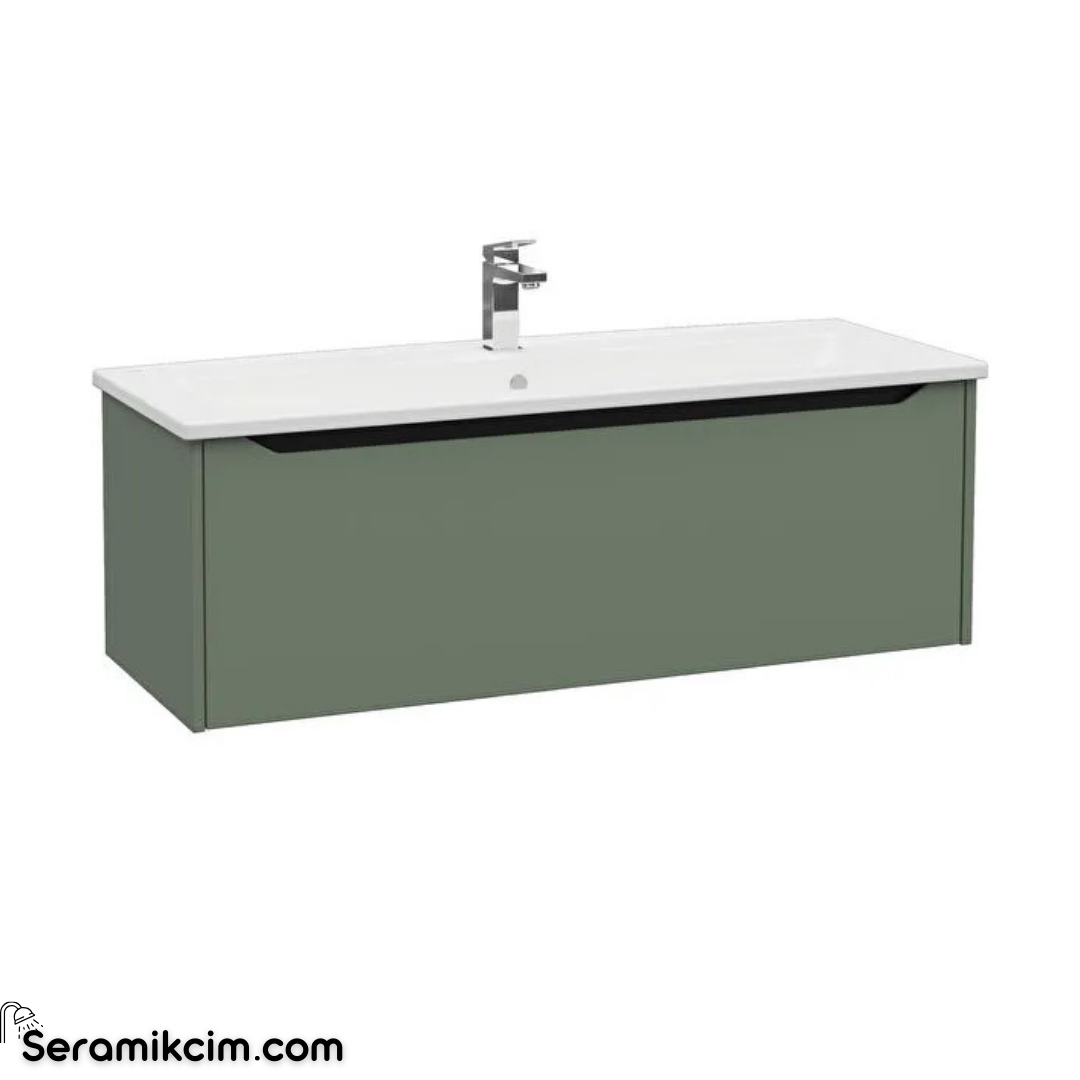 Vitra New Integra Square Lavabo Dolabı 120 Cm Bir Çekmeceli Mat Yeşil 80161