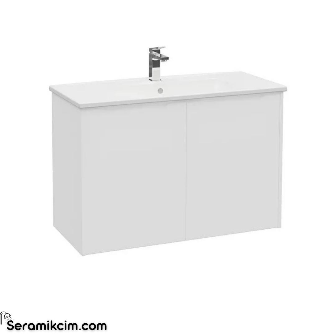 Vitra New Integra Square Lavabo Dolabı 100 Cm İki Kapaklı Mat Beyaz 80094