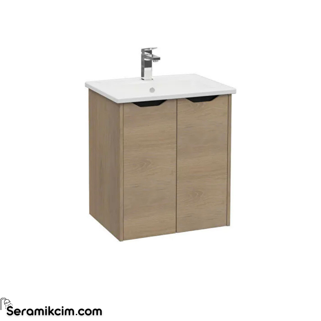 Vitra New Integra Square Lavabo Dolabı 60 Cm İki Kapaklı Altın Meşe 80078