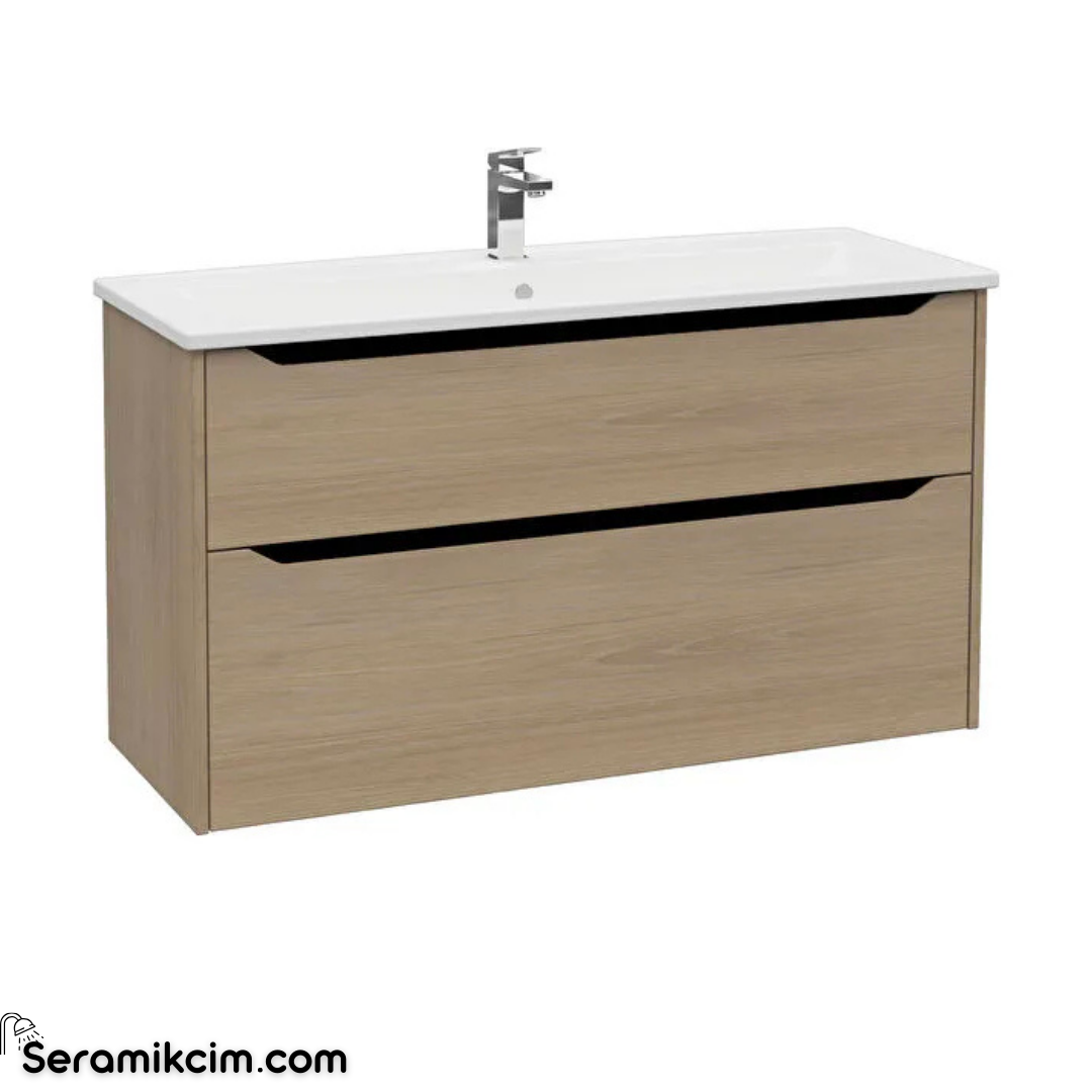 Vitra New Integra Square Lavabo Dolabı 120 Cm İki Çekmeceli Altın Meşe 80231