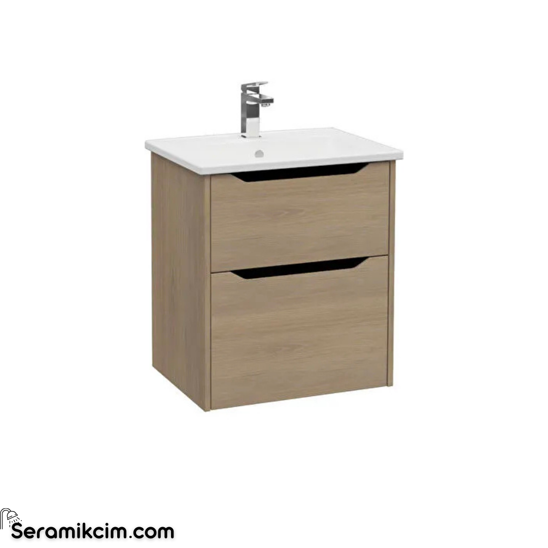 Vitra New Integra Square Lavabo Dolabı 60 Cm İki Çekmeceli Altın Meşe 80204