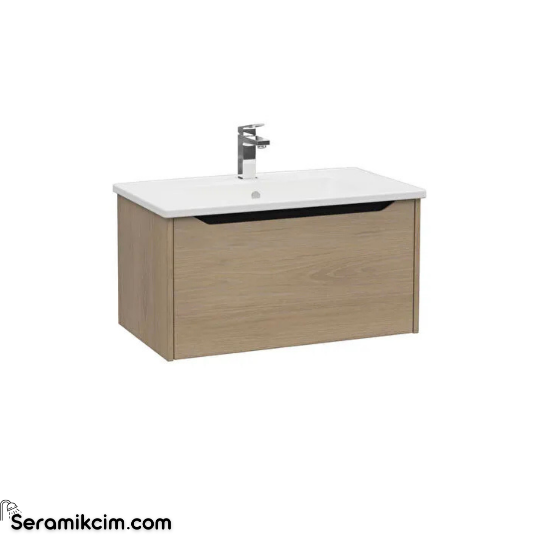 Vitra New Integra Square Lavabo Dolabı 80 Cm Bir Çekmeceli Altın Meşe 80141
