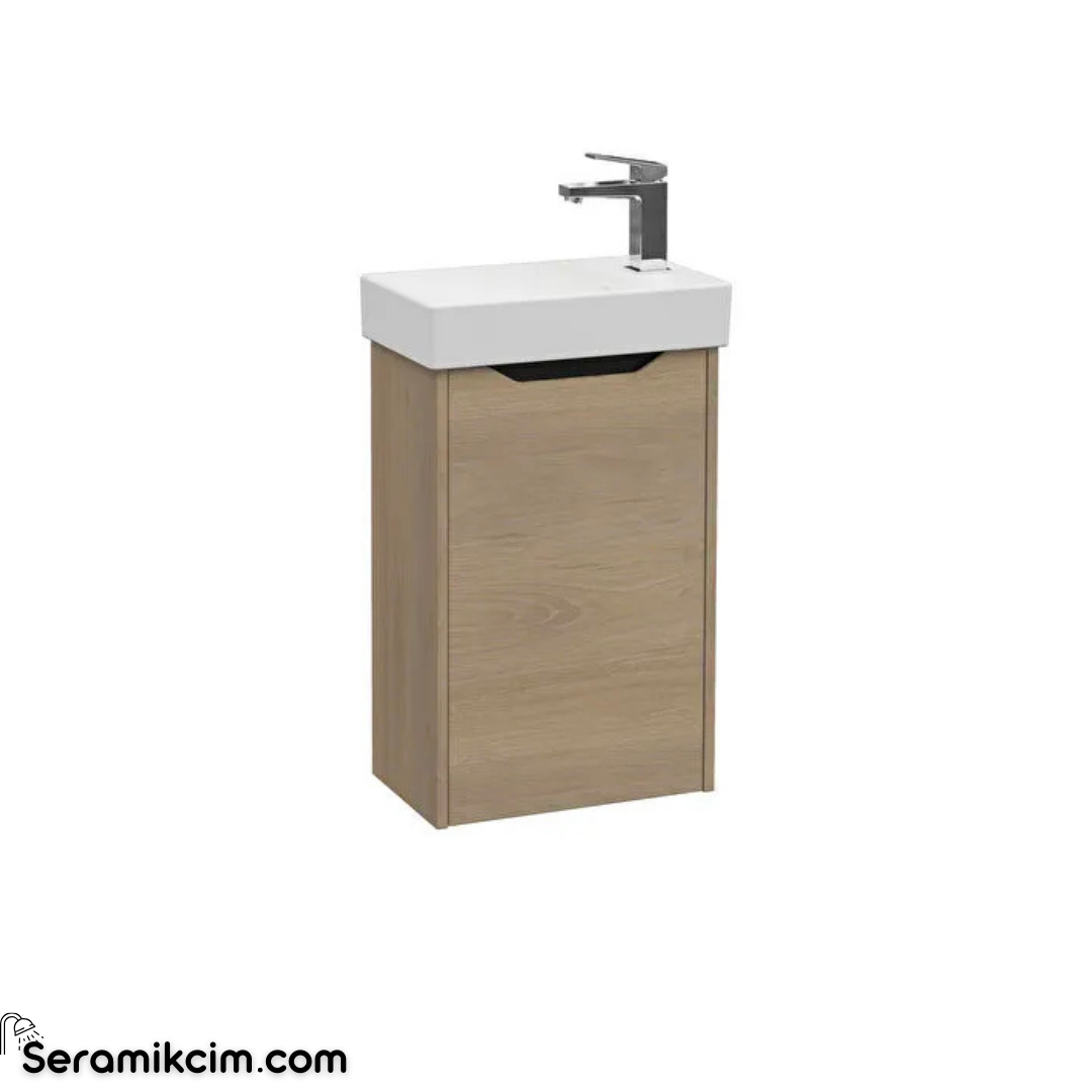 Vitra New Integra Square Lavabo Dolabı 45 Cm Bir Kapaklı Dar Altın Meşe Sağ 80069