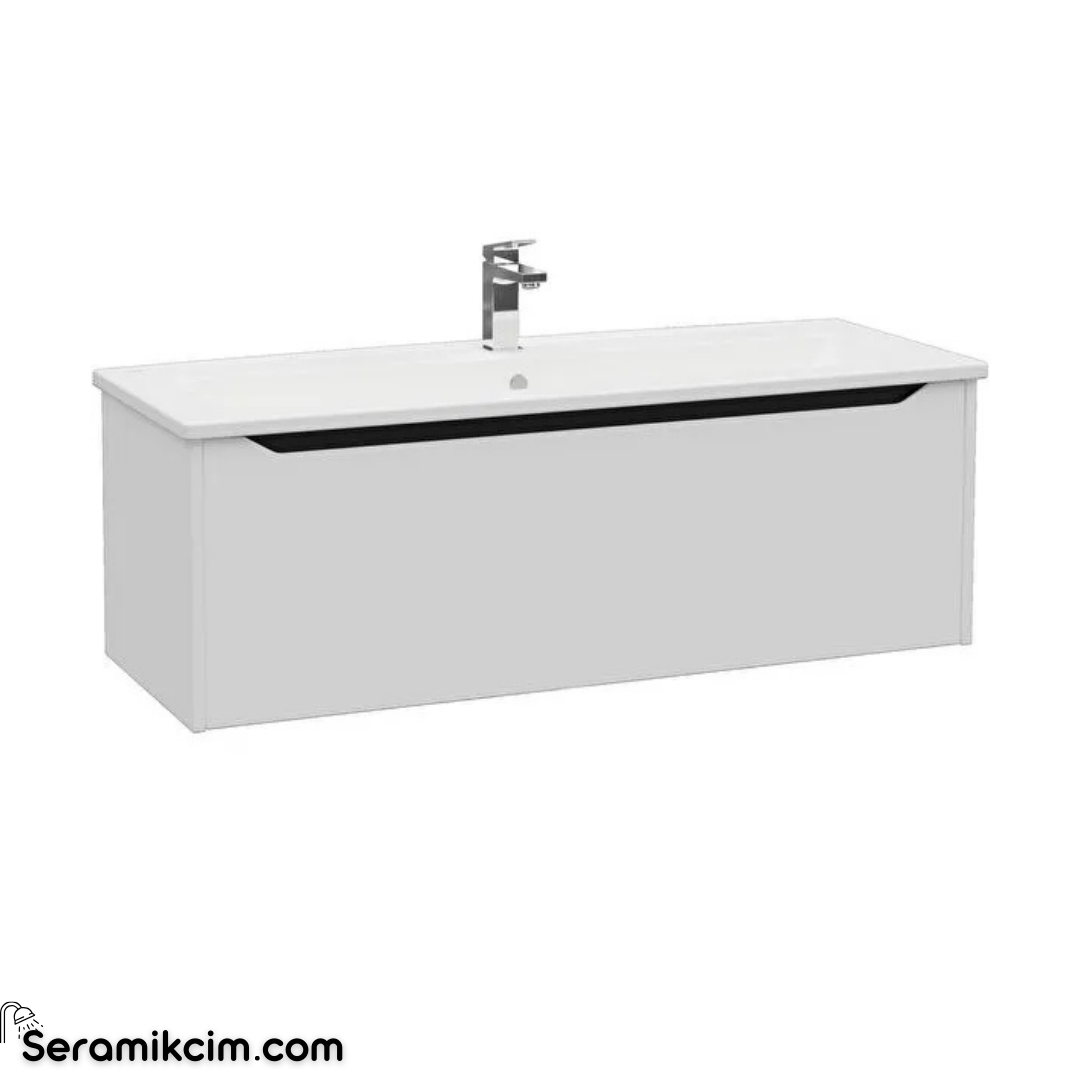 Vitra New Integra Square Lavabo Dolabı 120 Cm Bir Çekmeceli Mat Açık Gri 80162
