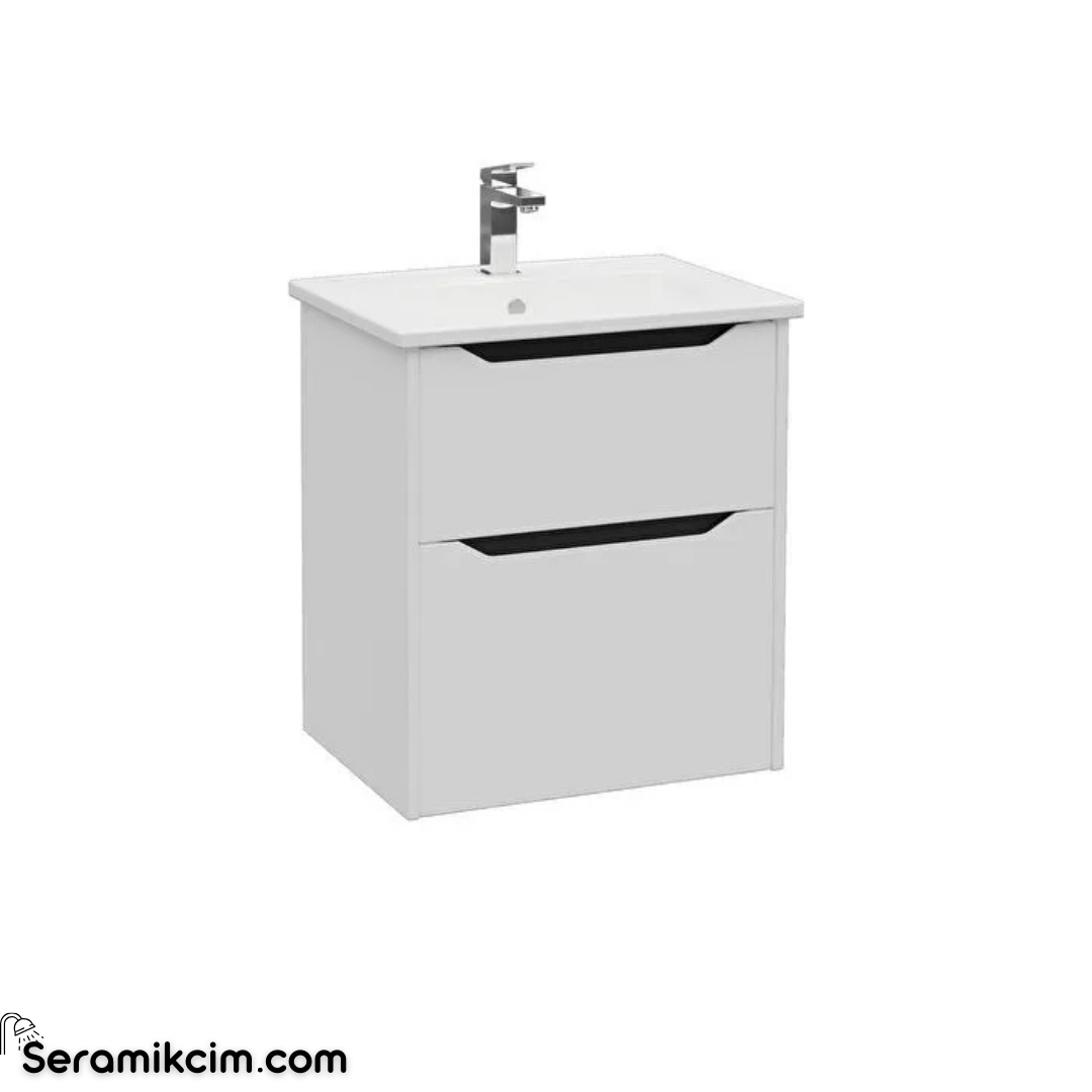 Vitra New Integra Square Lavabo Dolabı 60 Cm İki Çekmeceli Mat Açık Gri 80207