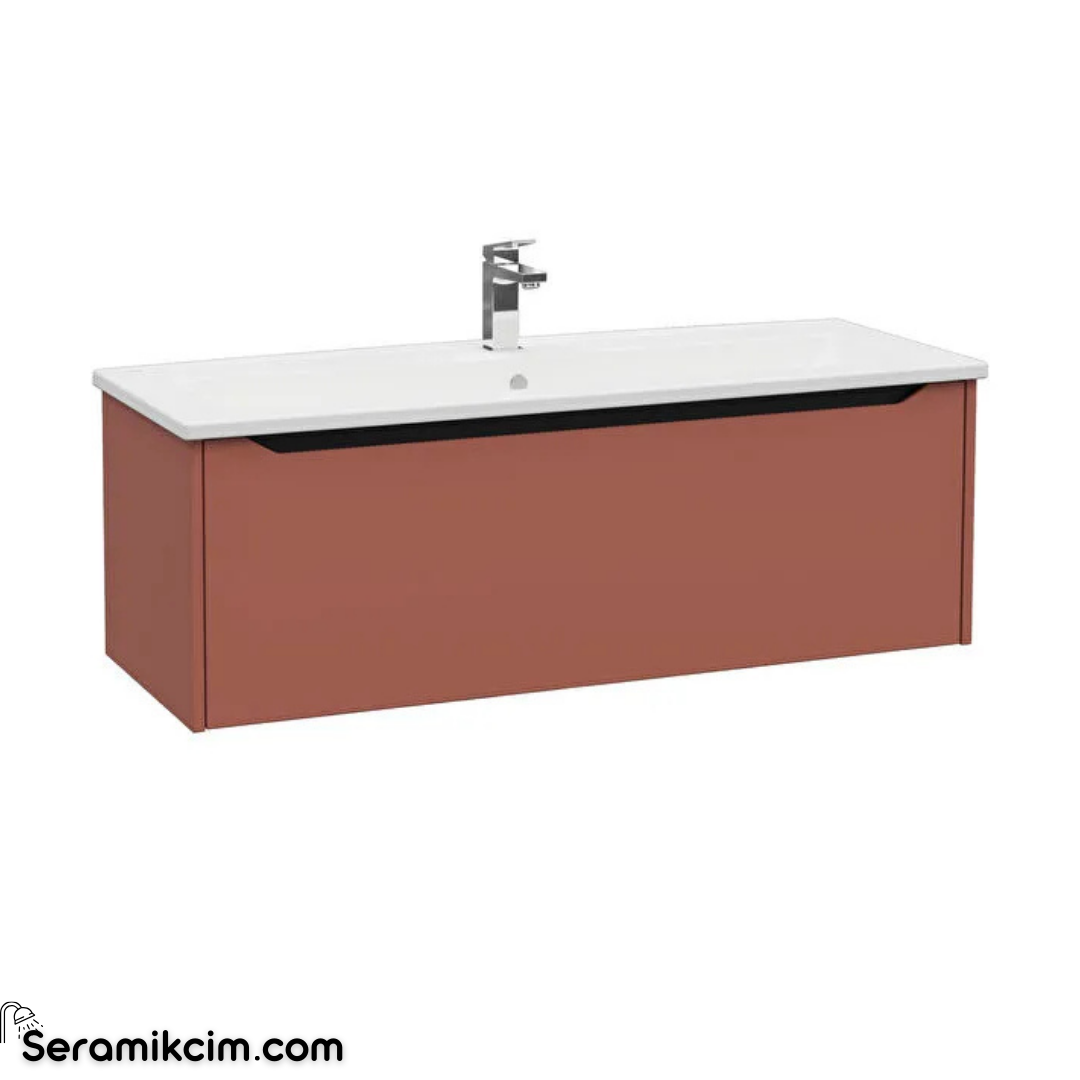Vitra New Integra Square Lavabo Dolabı 120 Cm Bir Çekmeceli Mat Kırmızı 80160
