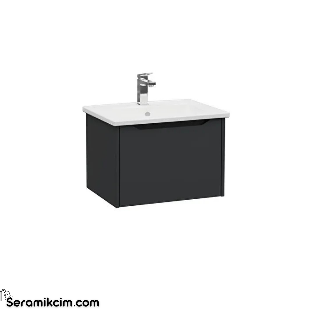 Vitra New Integra Square Lavabo Dolabı 60 Cm Bir Çekmeceli Mat Grafit 80131