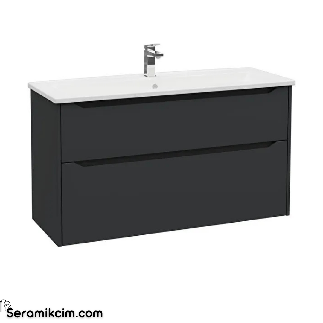Vitra New Integra Square Lavabo Dolabı 120 Cm İki Çekmeceli Mat Grafit 80230