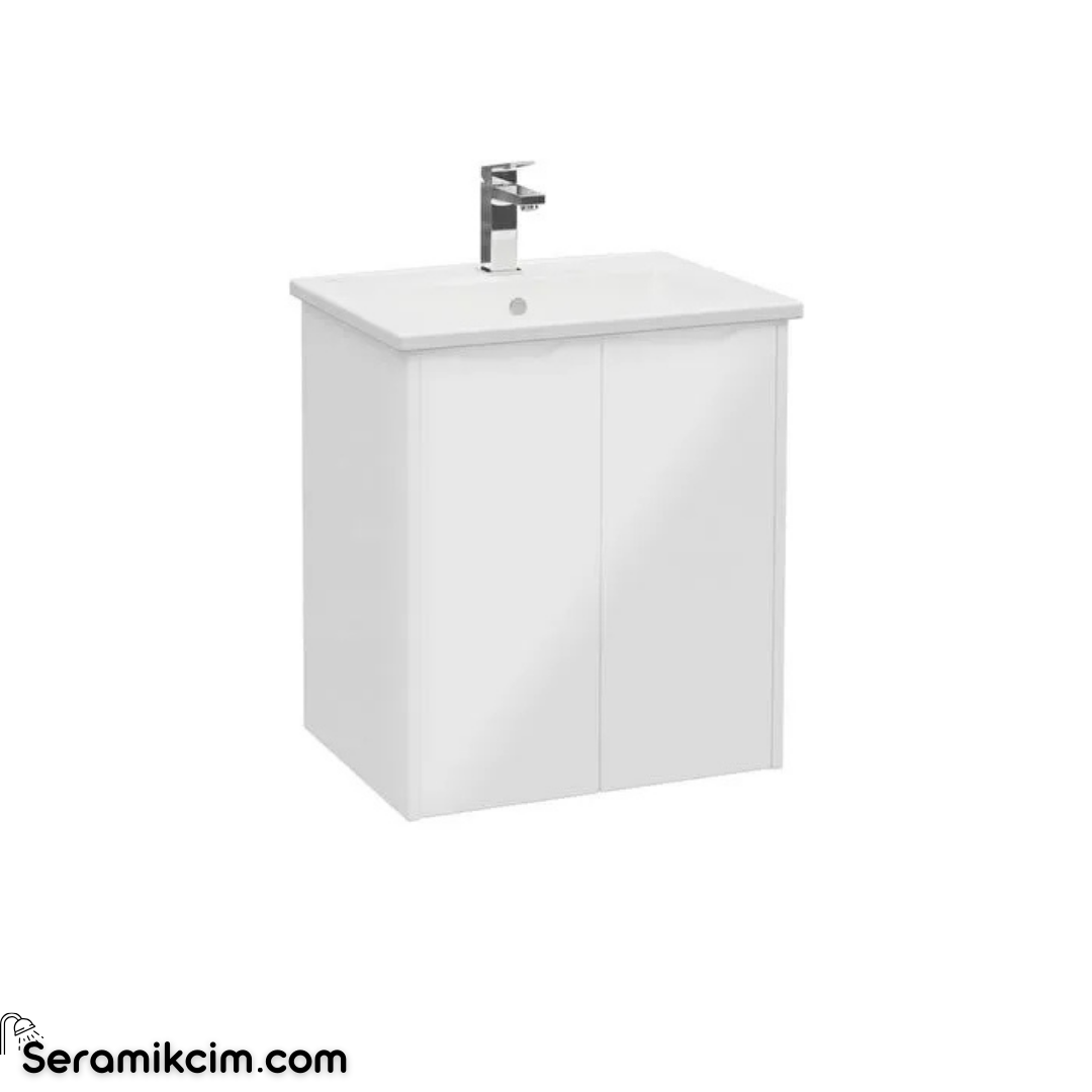 Vitra New Integra Square Lavabo Dolabı 60 Cm İki Kapaklı Parlak Beyaz 80075