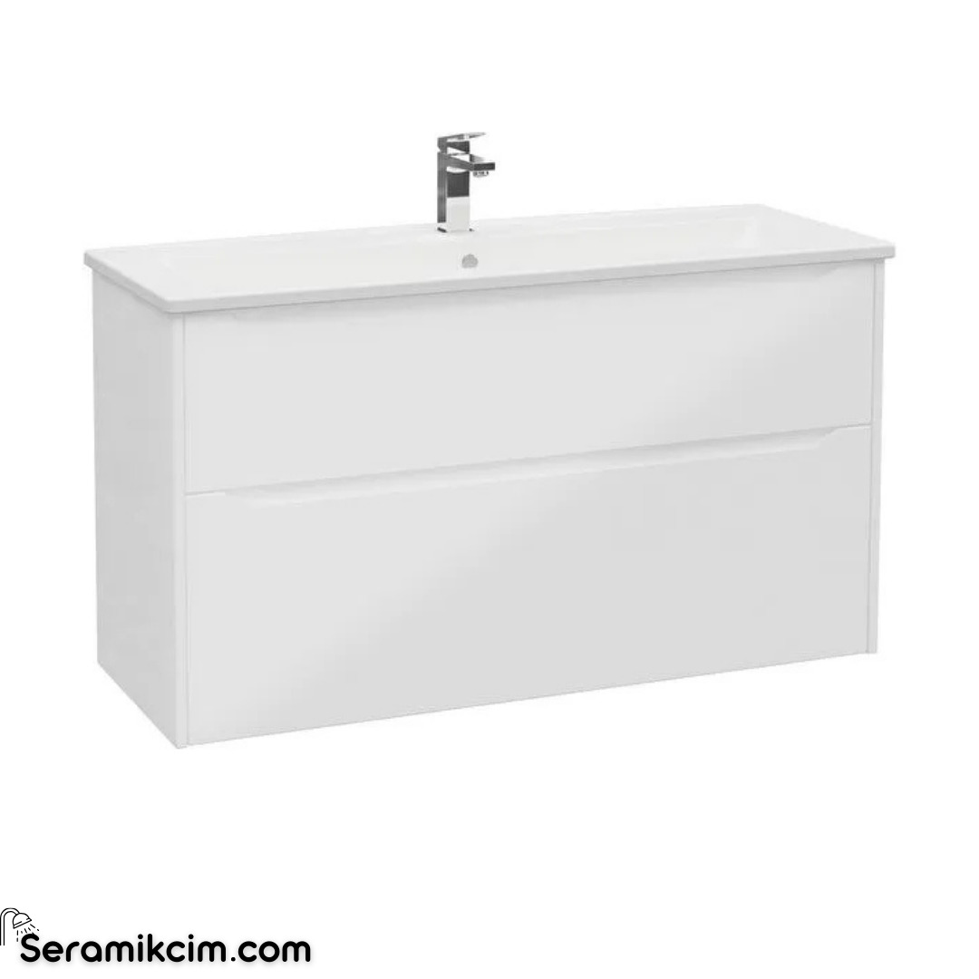 Vitra New Integra Square Lavabo Dolabı 120 Cm İki Çekmeceli Parlak Beyaz 80228