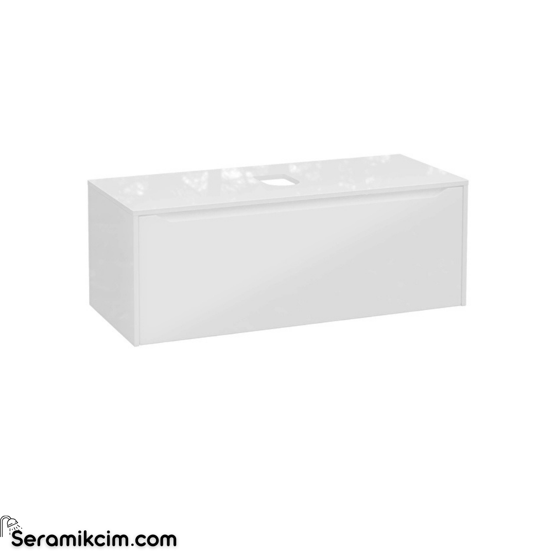 Vitra New Integra Square Lavabo Dolabı 120 Cm Bir Çekmeceli Çanak Lavabo Uyumlu Parlak Beyaz Lavabosuz 80291