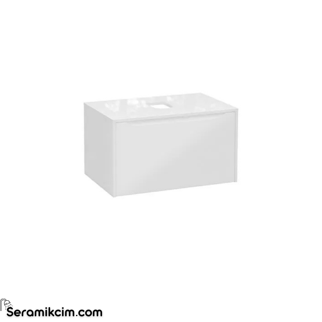 Vitra New Integra Square Lavabo Dolabı 80 Cm Bir Çekmeceli Çanak Lavabo Uyumlu Parlak Beyaz Lavabosuz 80273