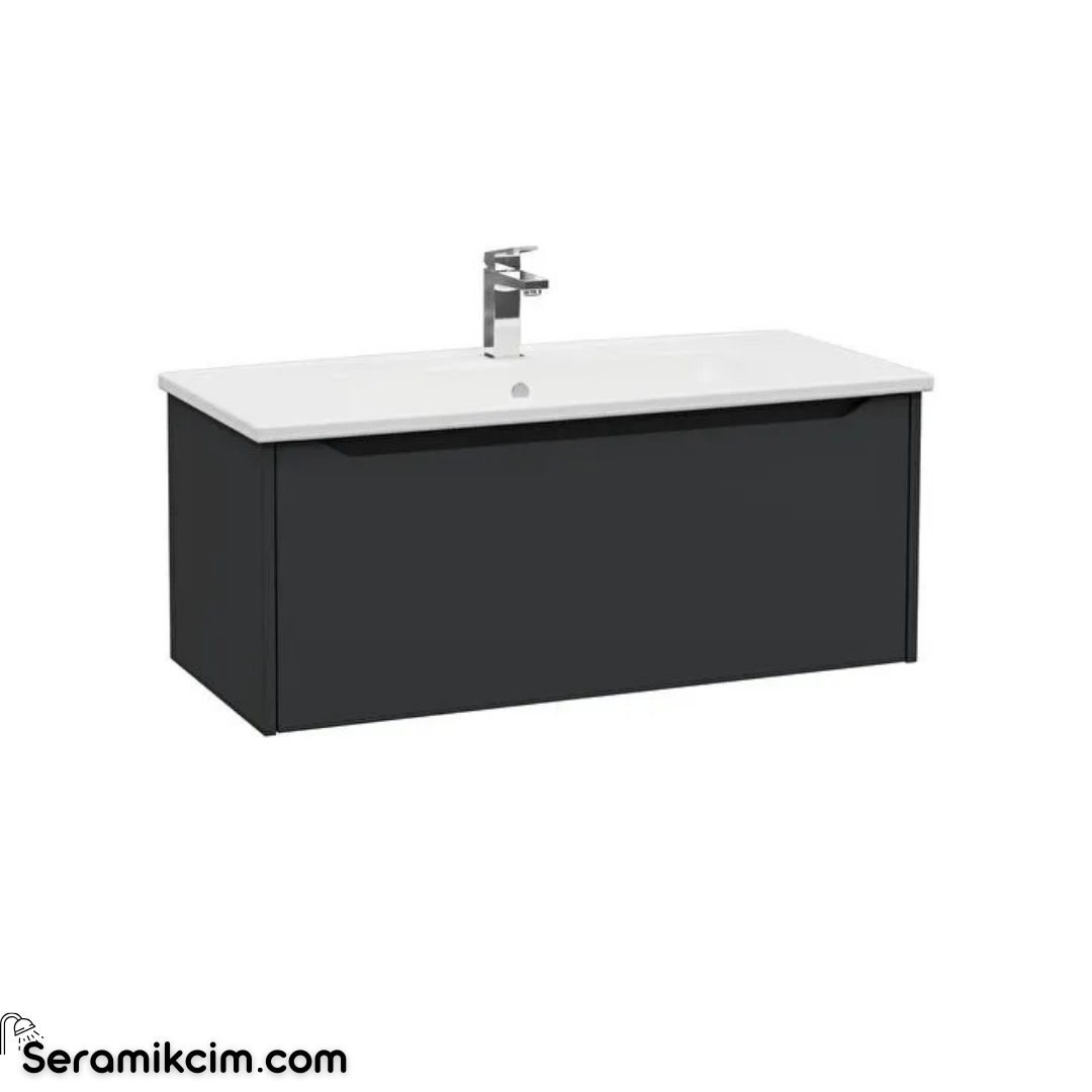 Vitra New Integra Square Lavabo Dolabı 100 Cm Bir Çekmeceli Mat Grafit 80149