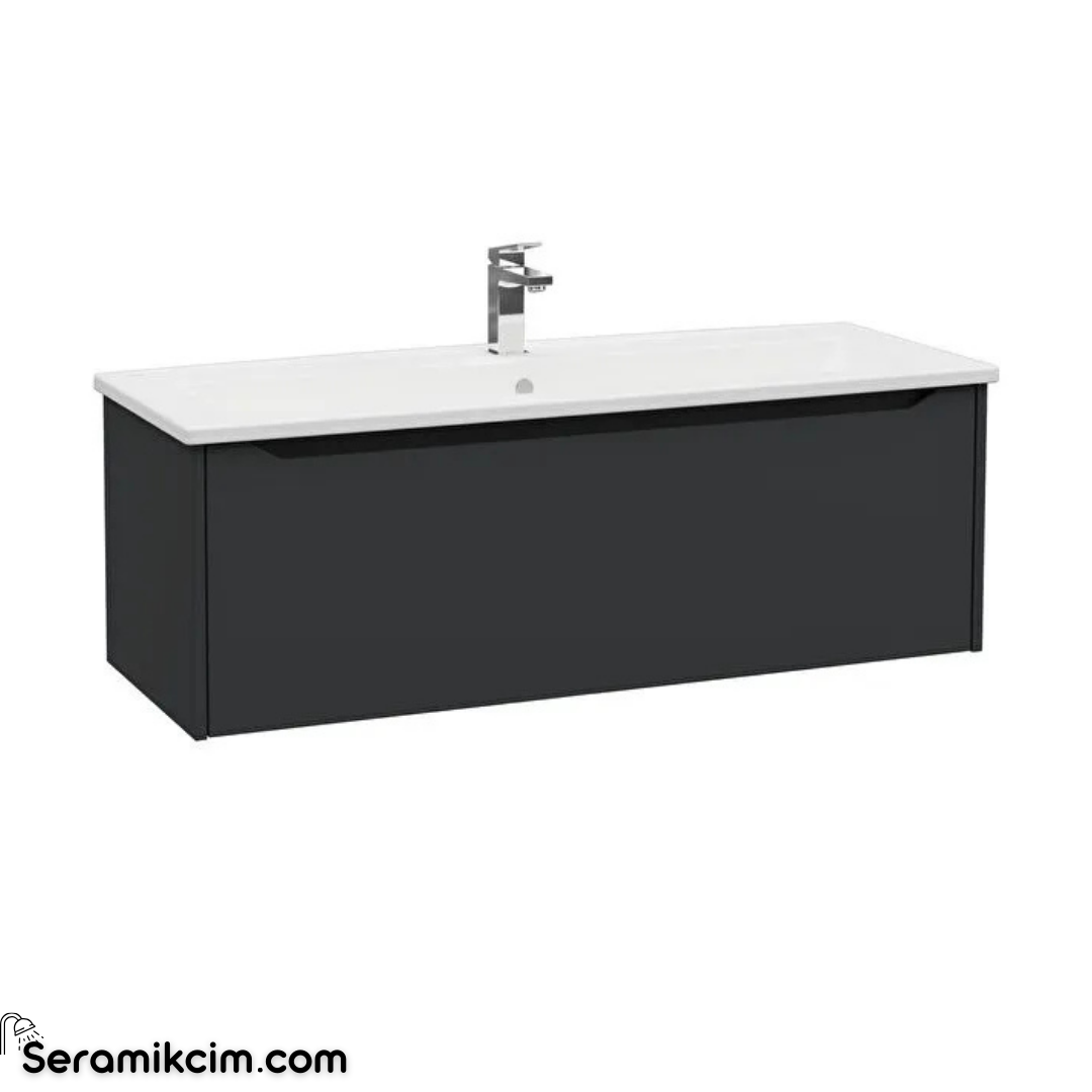 Vitra New Integra Square Lavabo Dolabı 120 Cm Bir Çekmeceli Mat Grafit 80158