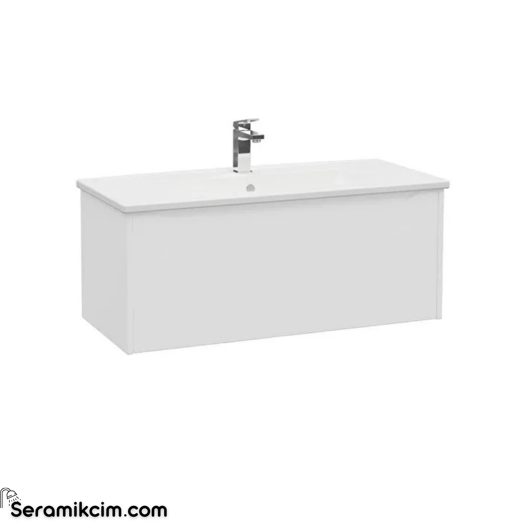 Vitra New Integra Square Lavabo Dolabı 100 Cm Bir Çekmeceli Mat Beyaz 80148