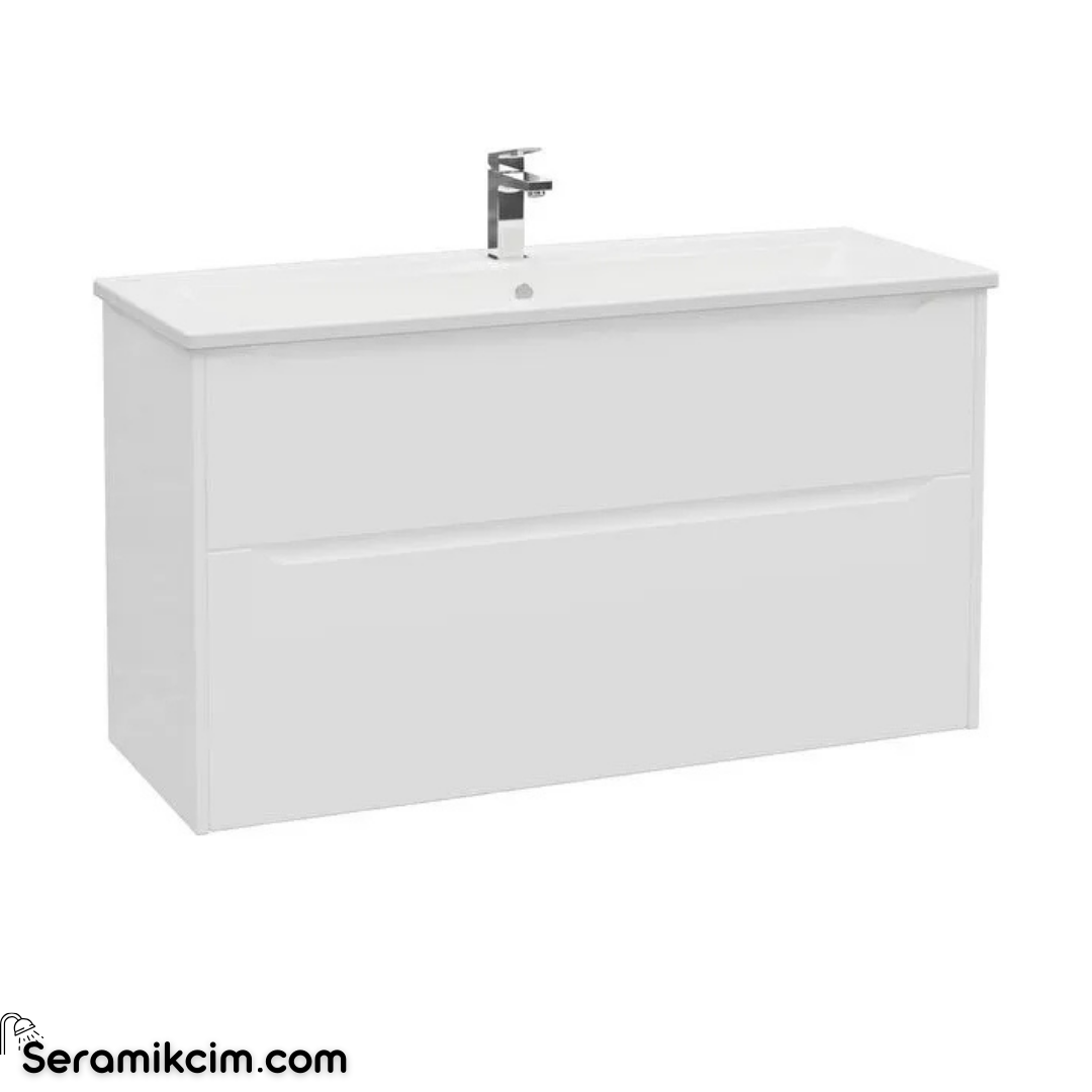 Vitra New Integra Square Lavabo Dolabı 120 Cm İki Çekmeceli Mat Beyaz 80229