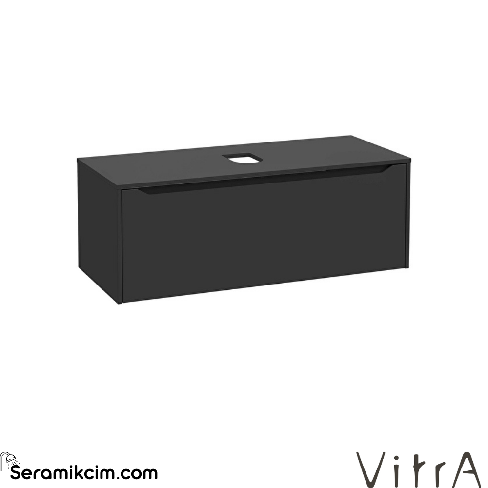 Vitra New Integra Square Lavabo Dolabı 120 Cm Bir Çekmeceli Çanak Lavabo Uyumlu Mat Grafit Lavabosuz 80293