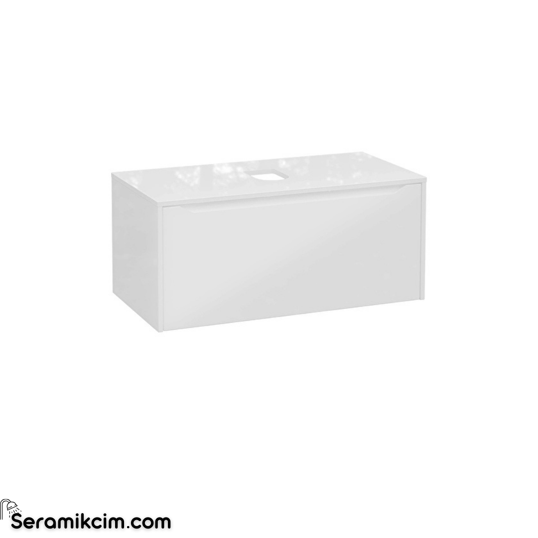 Vitra New Integra Square Lavabo Dolabı 100 Cm Bir Çekmeceli Çanak Lavabo Uyumlu Parlak Beyaz Lavabosuz 80282