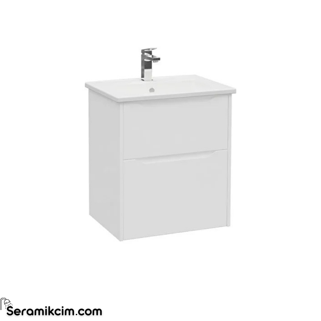 Vitra New Integra Square Lavabo Dolabı 60 Cm İki Çekmeceli Mat Beyaz 80202